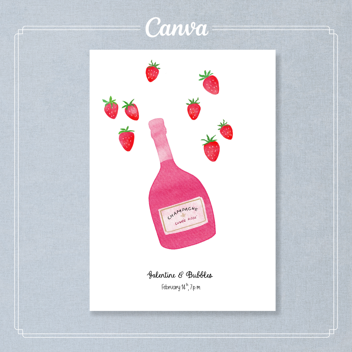 Champagne Soiree Whimsical Invitation | Editable Canva Template