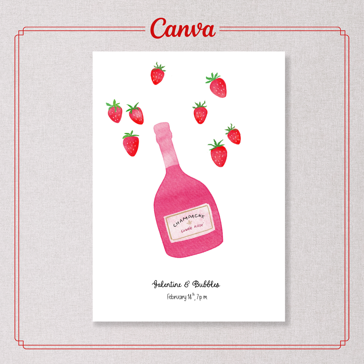 Champagne Soiree Whimsical Invitation | Editable Canva Template
