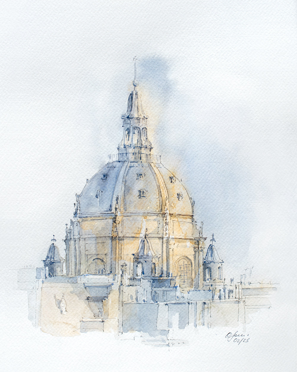 The Sorbonne Chapel Original Watercolor