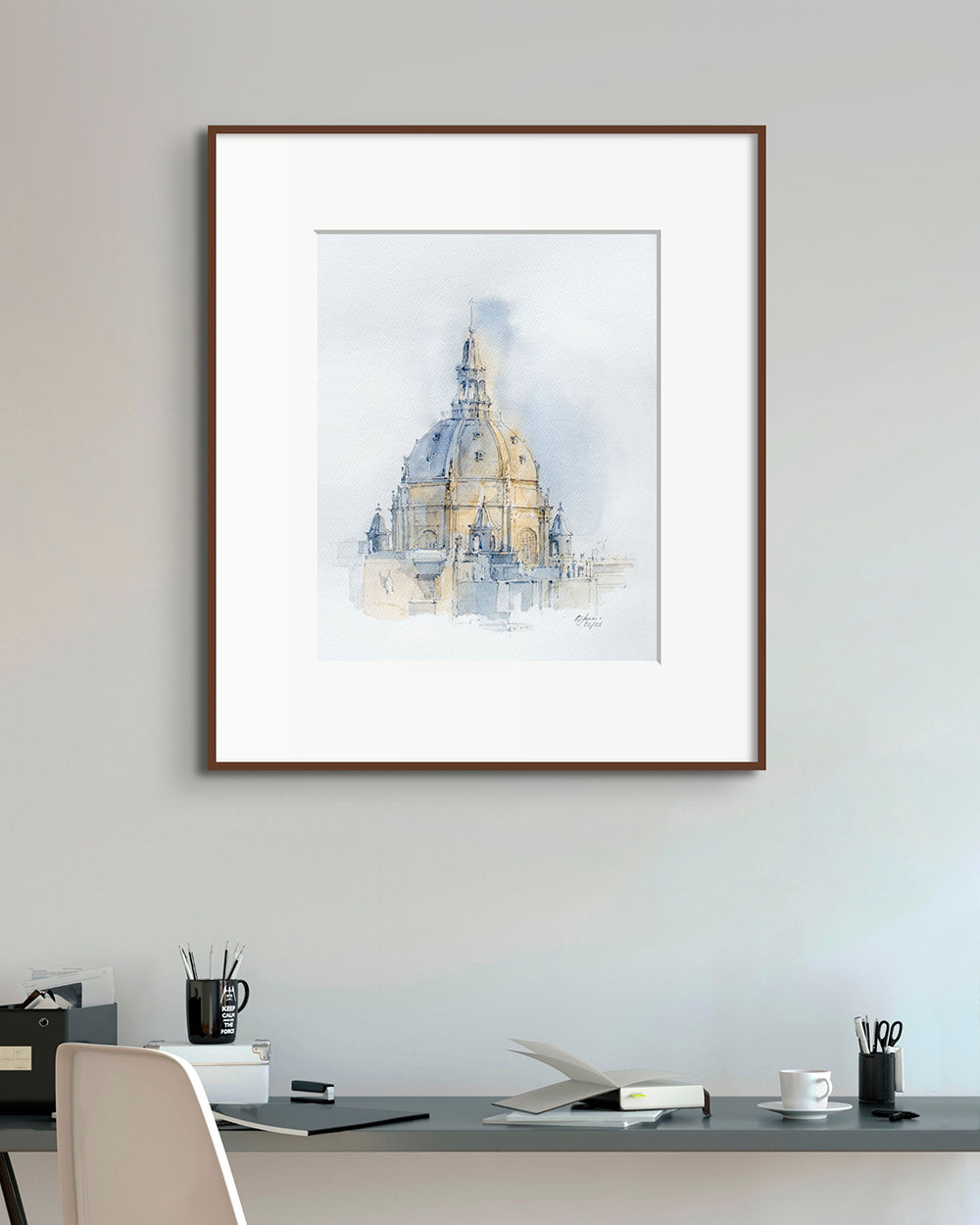 The Sorbonne Chapel Original Watercolor